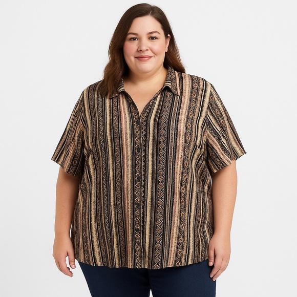 Catherines Button Down Top 3X - Picture 1 of 9